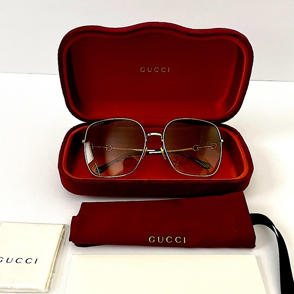 Gucci Horsebit Sunglasses w/ Brown Lenses - Picture 4 of 15